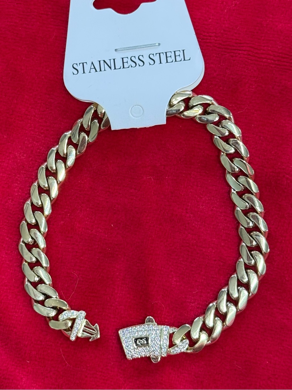 14K Gold Plated Stainless Heavy Unisex Solid Cuban Link Chain Bracelet 7.5”